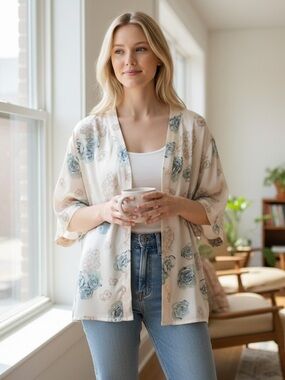 Vintage Pura Seta Silk Floral Button up Shirt size L